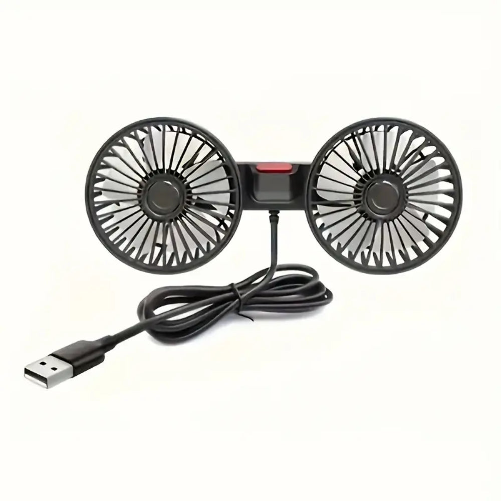 1. Storm-Proof 45dB Silent Dual-Head USB Car Fan for Rear Seat Cooling   2. Ultra-Quiet 45dB Dual-Head USB Car Fan, Durable & St
