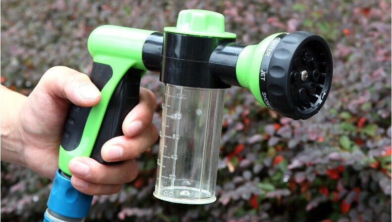 Multifunctional  Adjustable Mode Water Guns Nozzle Hose Washer Garten Watering Jet Sprayer with Foam Container Fertilizer Tools