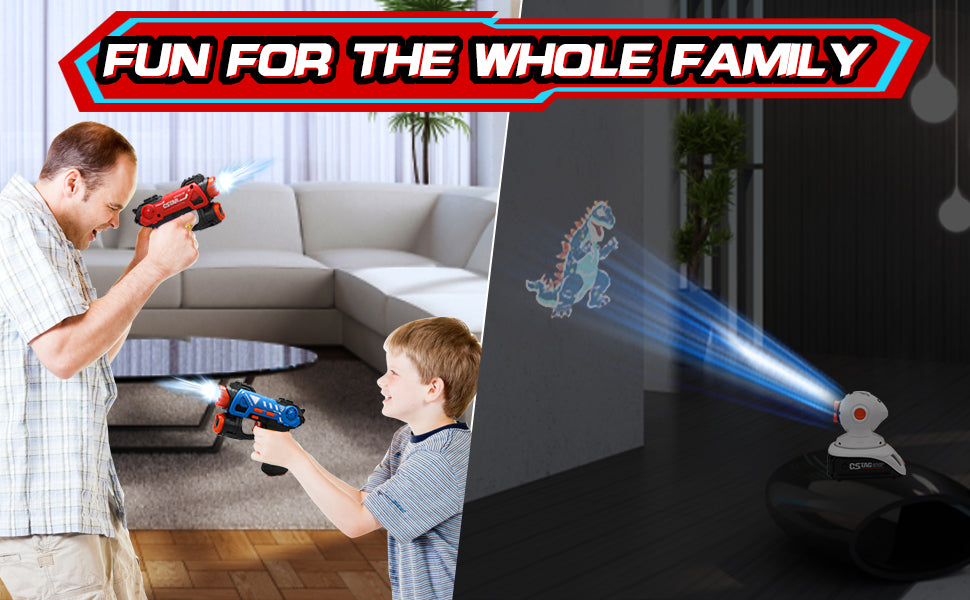VATOS Infrared Laser Tag Guns Set Projector Duck UFO Hunting Game Indoor 2 Players Mini Pistol Toy Kids 2-7 Ages Boys Girls Gift