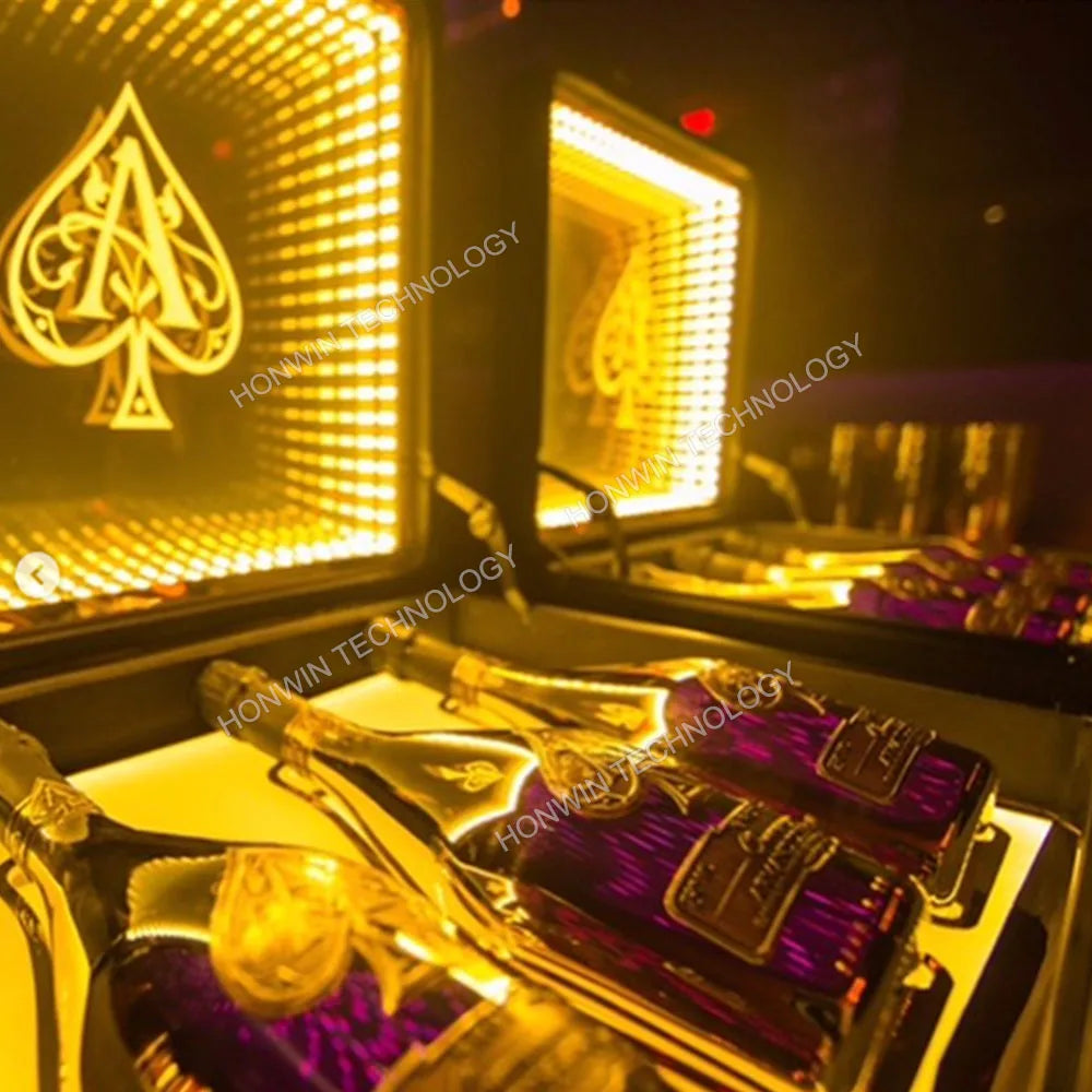 Nightclub Wine Presenter 3 Bottles Rechargeable LED Ace of Spade Glorifier Box Armand de Brignac Champagne Bottle Carrier Case