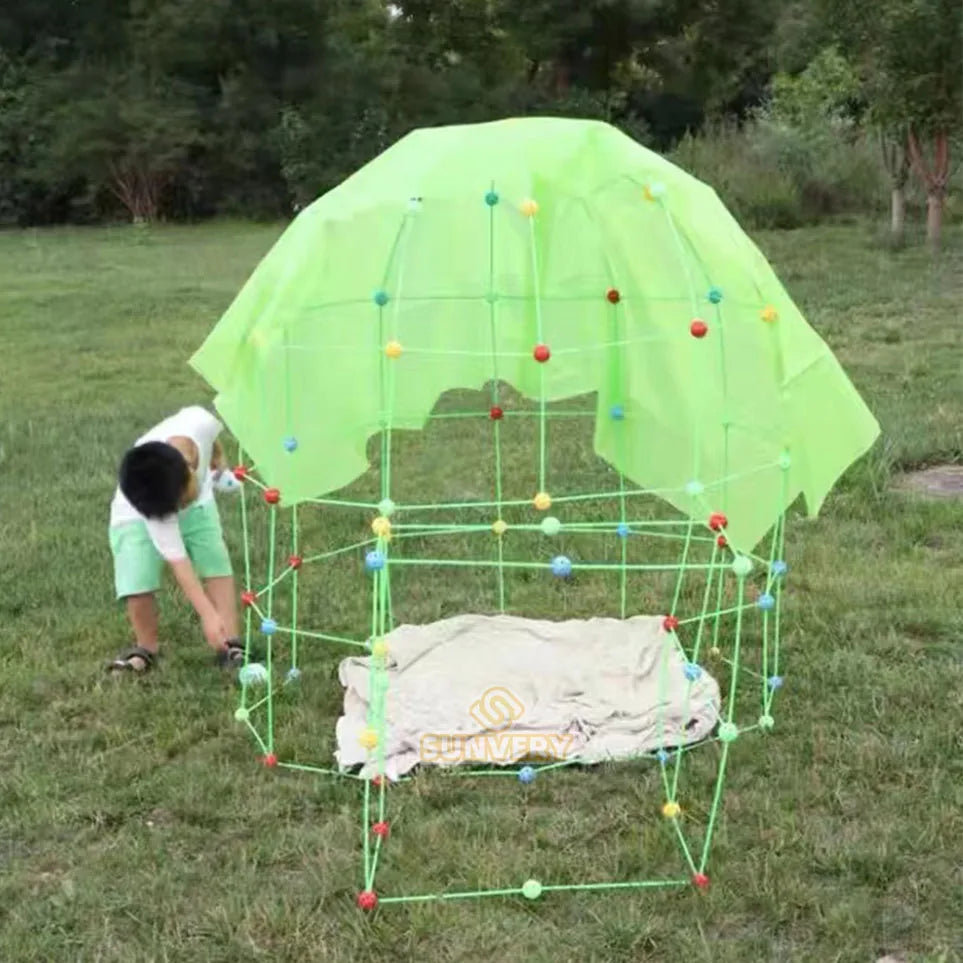 Kids forts building kit Construction Fortress Child Game Tents Fort Build Kid DIY 3D Assemble Tent Toy Gift for Kids