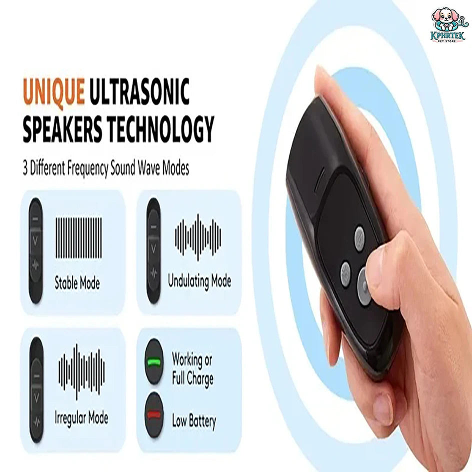 For 1 Dog Rechargeable Ultrasonic Dog Repellent Handheld Bark Control & Training Tool for Pets