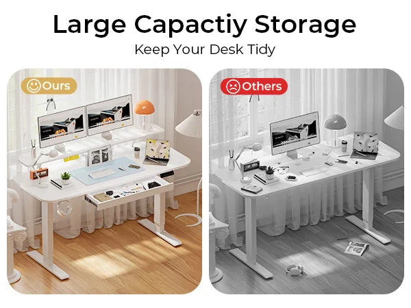 Electric Standing Desk with Drawers, Sit Stand up Desk, Height Adjustable Ergonomic Home Office Computer Desk