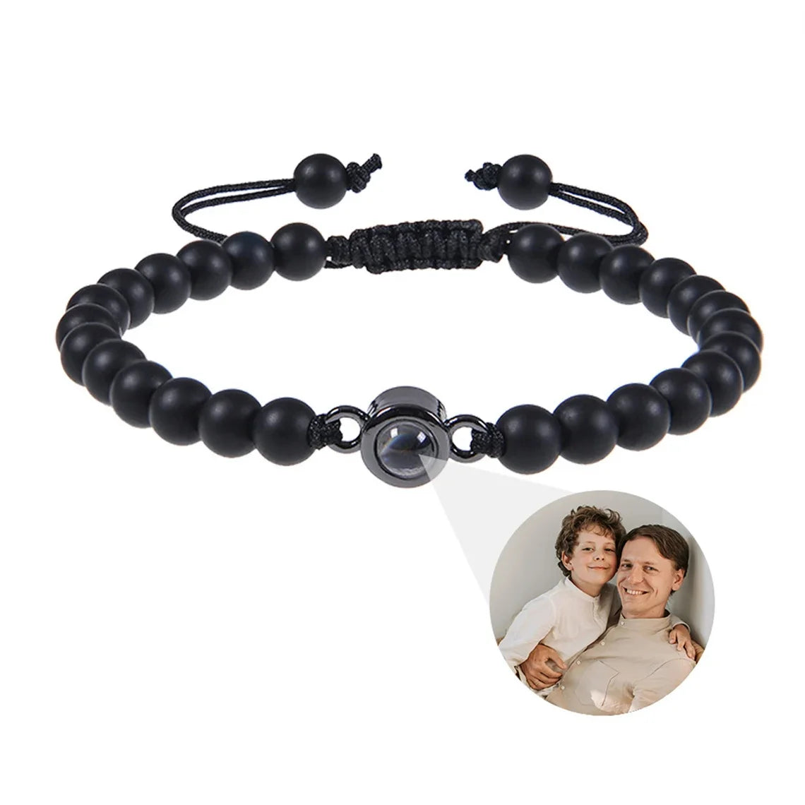 6mm Natrual Stone Custom Photo Projection Bracelet Personalized Beads Bracelets For Women Men Couples Anniversary Jewelry Gift