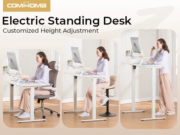Electric Standing Desk with Drawers, Sit Stand up Desk, Height Adjustable Ergonomic Home Office Computer Desk