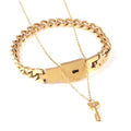 Couple Jewelry Stainless Steel Bracelet Love Heart Lock Bracelets Bangles Key Pendant Necklace for Women Men Lover Jewelry Gift