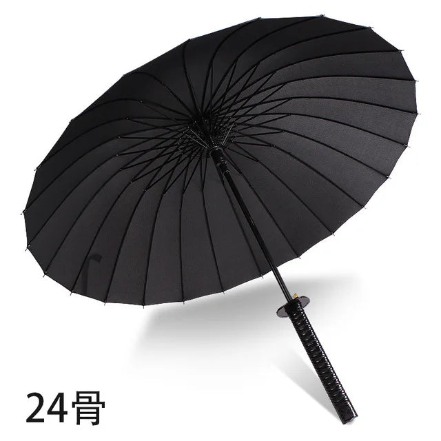 8K Creative black Japanese Long Handle Large Windproof Samurai Sword Umbrella Japan Ninja Sun Umbrella Straight Umbrella Open