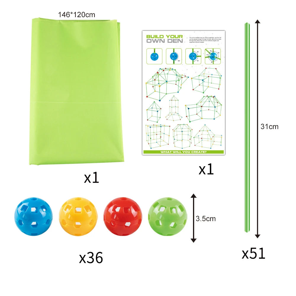 Kids forts building kit Construction Fortress Child Game Tents Fort Build Kid DIY 3D Assemble Tent Toy Gift for Kids