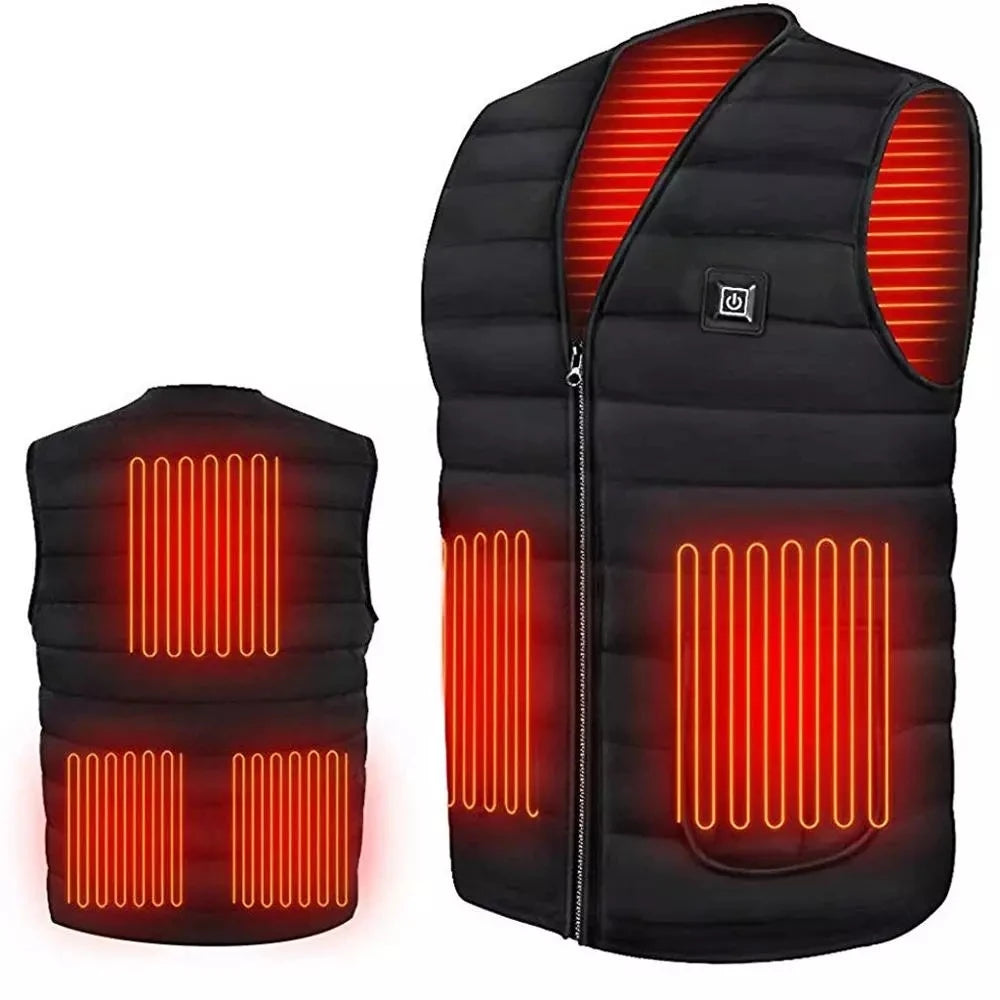 Men Motorcycle Rider Heated Vest  Autumn winter Smart heating Cotton Vest Heated V neck vest Women Outdoor Vest Winter Warm vest