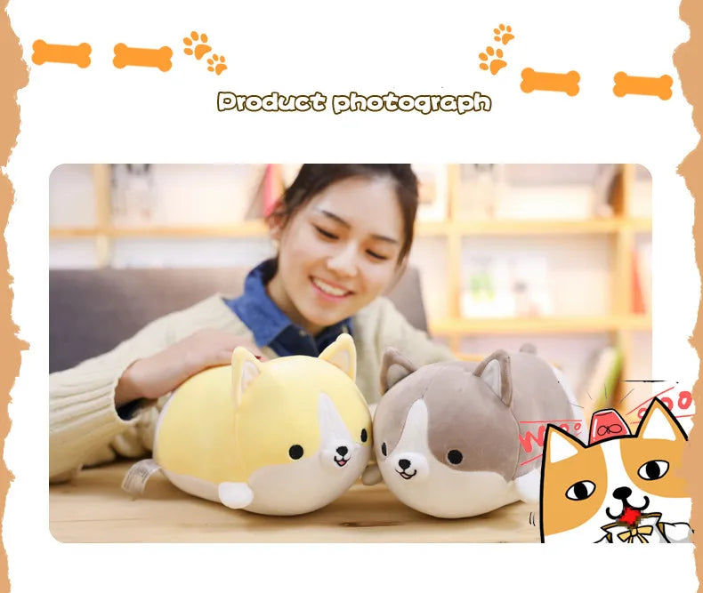 1pc Lovely Fat Shiba Inu & Corgi Dog Plush Toys Stuffed Soft Kawaii Animal Cartoon Pillow Dolls Gift for Kids Baby Children