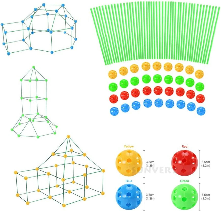 Kids forts building kit Construction Fortress Child Game Tents Fort Build Kid DIY 3D Assemble Tent Toy Gift for Kids