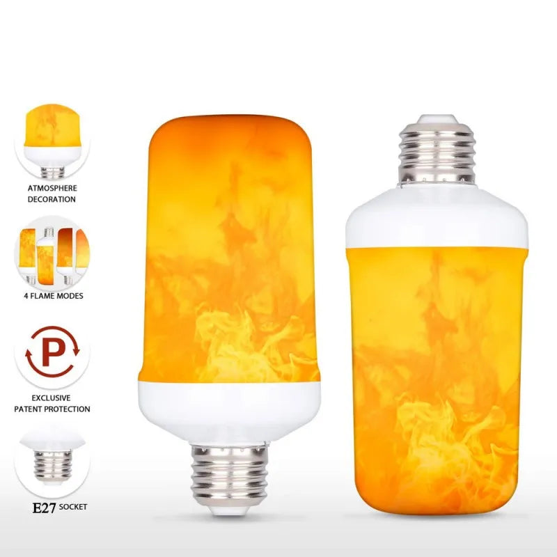 LED E27 Flame Bulb Fire E14 lamp Corn Bulb 4 Modes Party LED Light Dynamic Flame Effect 85v-265v for Home Lighting