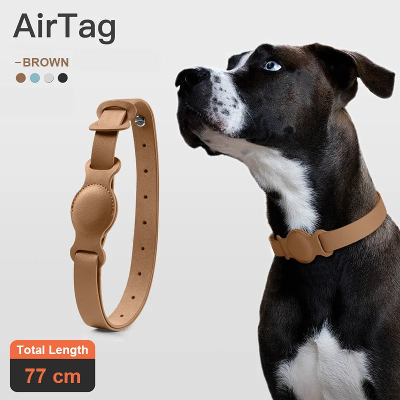 Original Airtag Pet Collar For Dog Adjustable Leather Cat Necklace With Apple Airtags Holder Anti-lost Pet Supplies Accessories