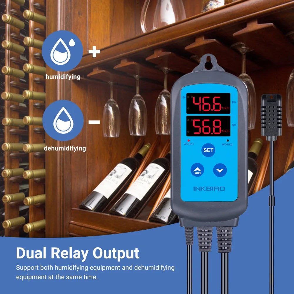 INKBIRD IHC-200 & 200 WiFi EU Socket&Plug Digital Humidity Controller for Household Humidifying and Dehumidifying for Free APP