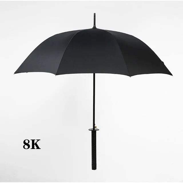 8K Creative black Japanese Long Handle Large Windproof Samurai Sword Umbrella Japan Ninja Sun Umbrella Straight Umbrella Open