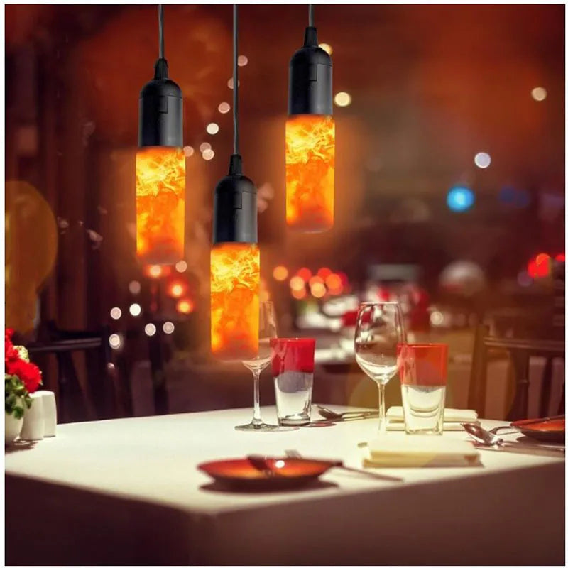 LED E27 Flame Bulb Fire E14 lamp Corn Bulb 4 Modes Party LED Light Dynamic Flame Effect 85v-265v for Home Lighting