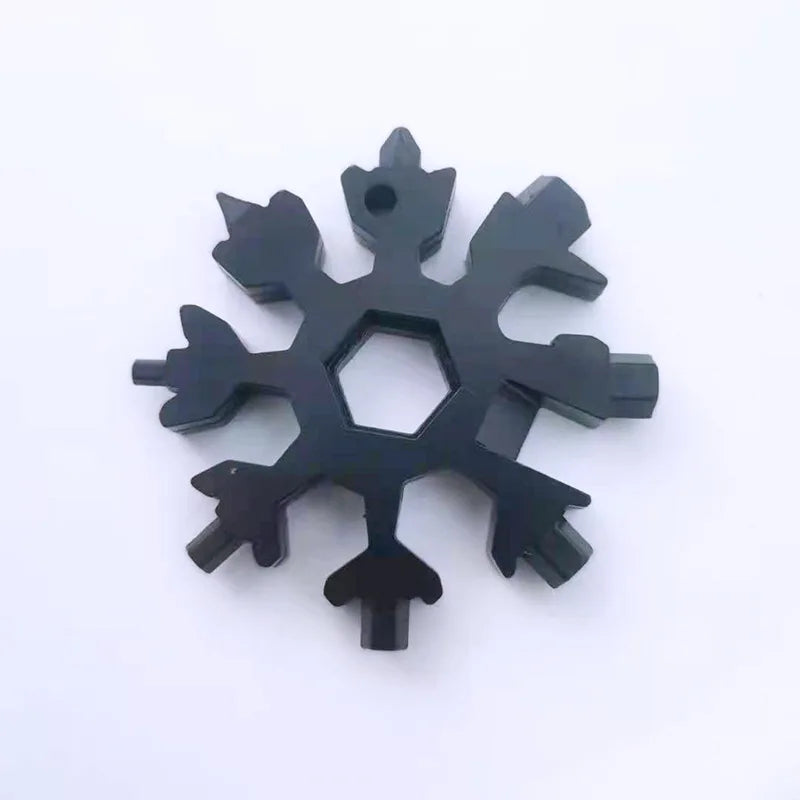 Portable 18 In 1 Mini Snowflake Multi Pocket Tool Spanner Hex Wrench Multipurpose Camp Survive Outdoor Hike Key Ring Key Chain