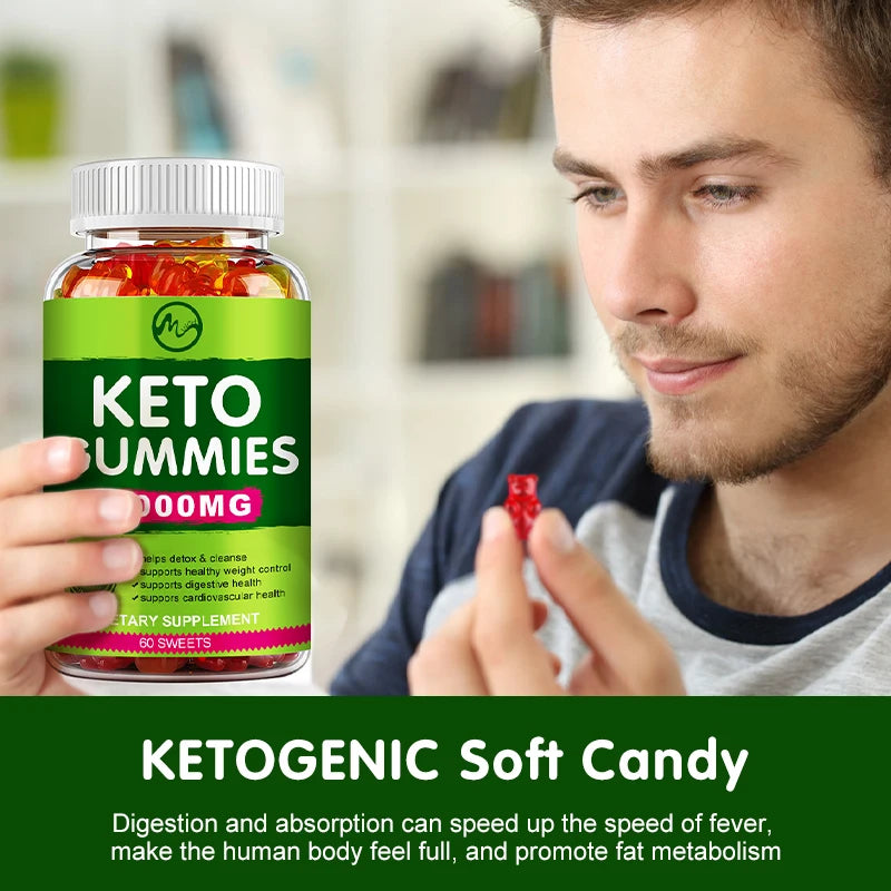 Minch 60 Count Keto Gummies Ketone Fat Body Management Burner Green Apple Cider Vinegar Vitamin Bear Gummy For Men Women Sweets