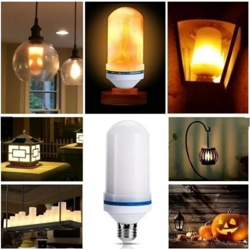 LED E27 Flame Bulb Fire E14 lamp Corn Bulb 4 Modes Party LED Light Dynamic Flame Effect 85v-265v for Home Lighting