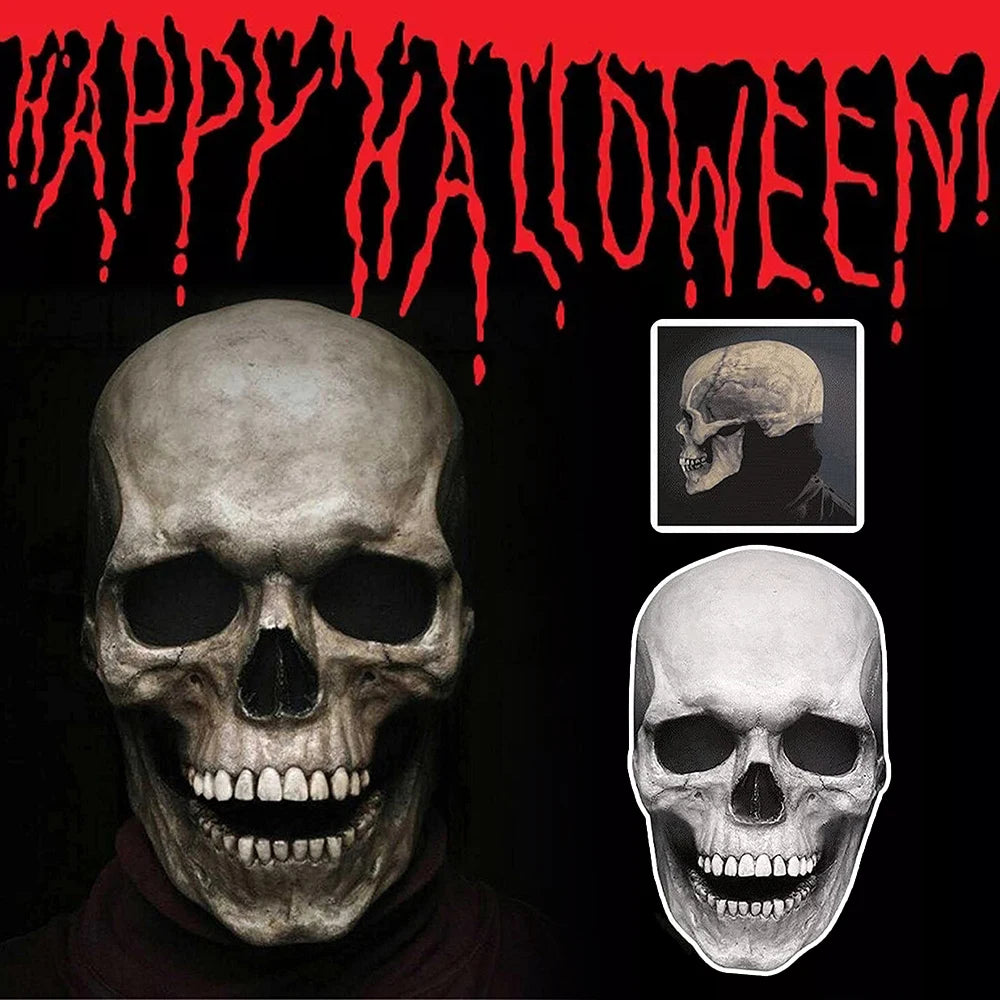 Halloween Mask Movable Jaw Full Head Skull Mask Halloween Decoration Horror Scary Mask Cosplay Party Decor 2021 Skull Helmet
