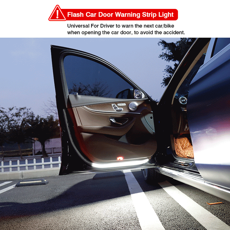 OKEEN 47inch LED Car Door Welcome Lights Flexible Door Opening Warning Strip Light  Auto Decorative Strobe Safety Side Light 12V