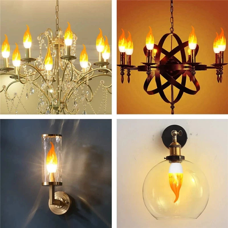 LED E27 Flame Bulb Fire E14 lamp Corn Bulb 4 Modes Party LED Light Dynamic Flame Effect 85v-265v for Home Lighting