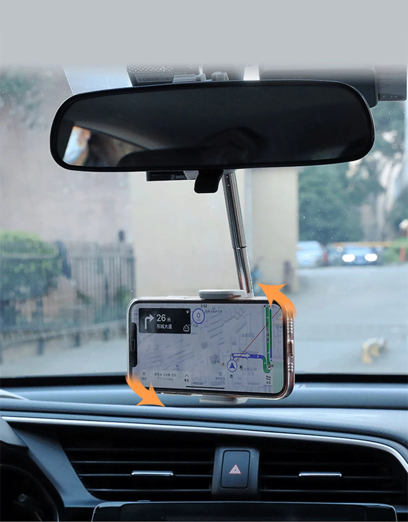2022 New Car Rearview Mirror Mount Phone Holder For iPhone 12 GPS Seat Smartphone Car Phone Holder Stand Adjustable Support