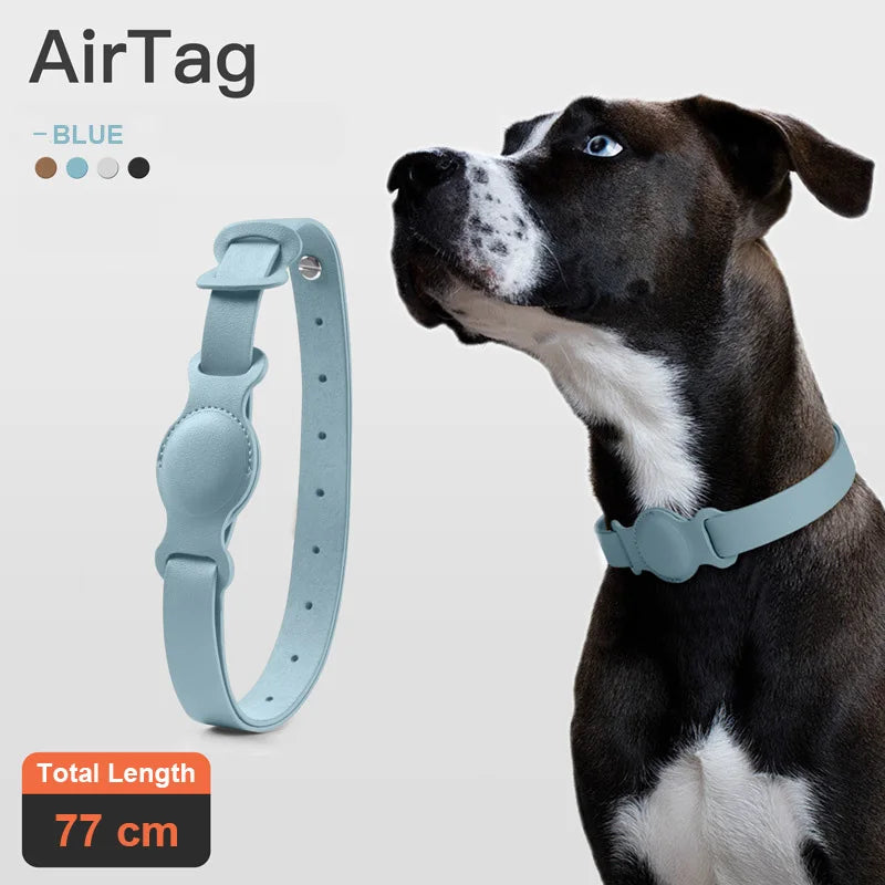 Original Airtag Pet Collar For Dog Adjustable Leather Cat Necklace With Apple Airtags Holder Anti-lost Pet Supplies Accessories