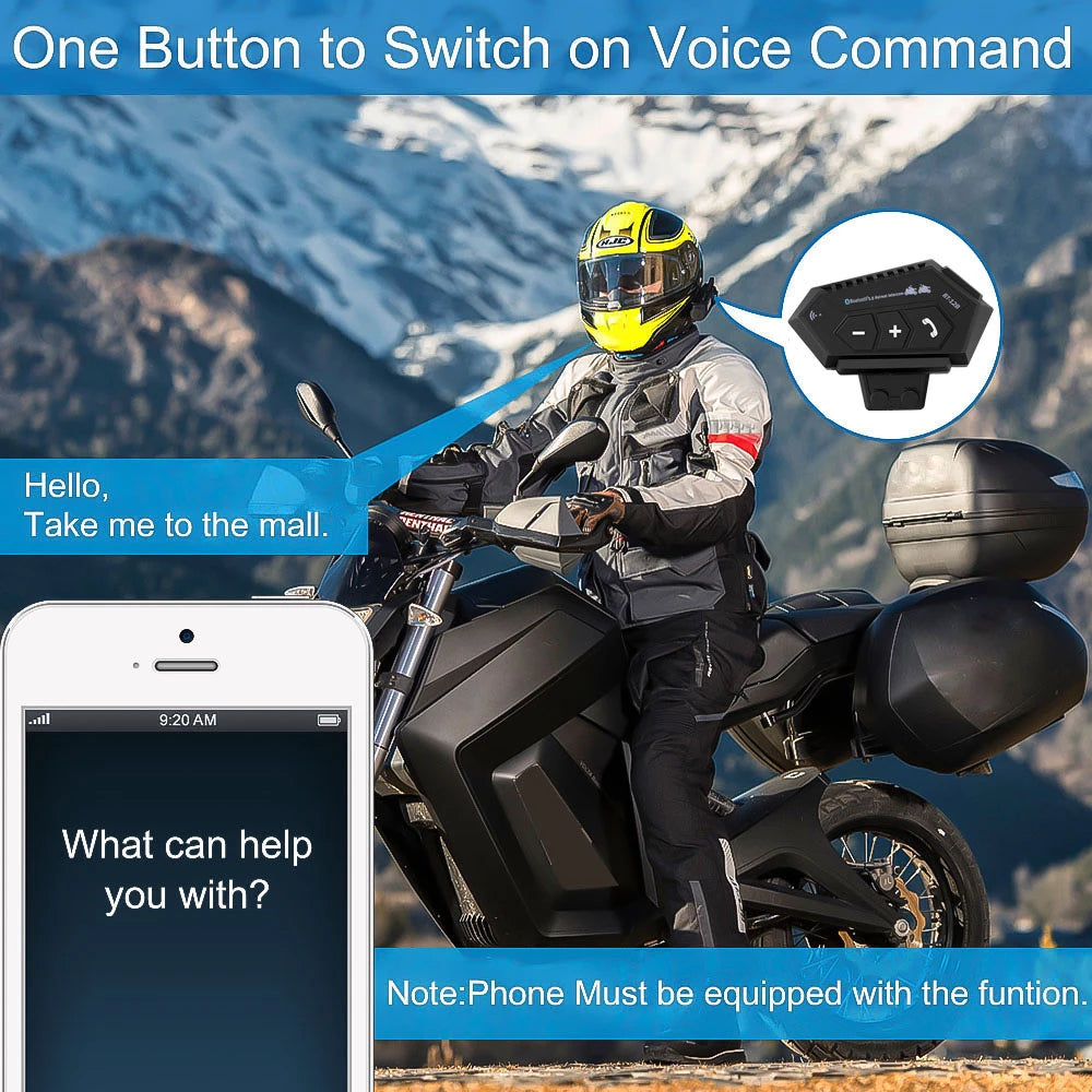 Motorcycle Helmet Headset Bluetooth 5.0+CSR Earphones 2000mah Battery Anti-interference Handsfree For Full/Half Face Helmet