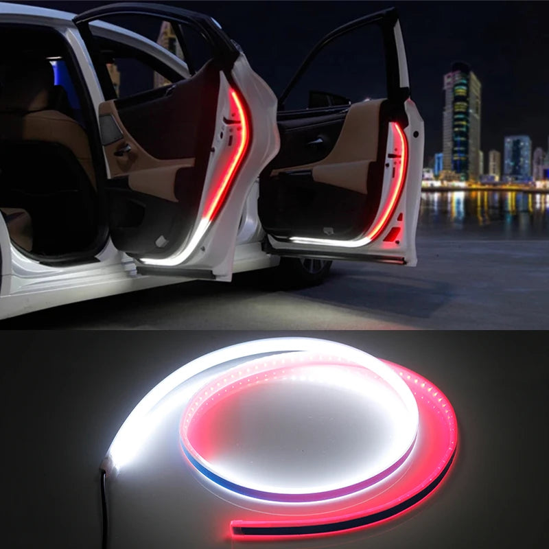 OKEEN 47inch LED Car Door Welcome Lights Flexible Door Opening Warning Strip Light  Auto Decorative Strobe Safety Side Light 12V