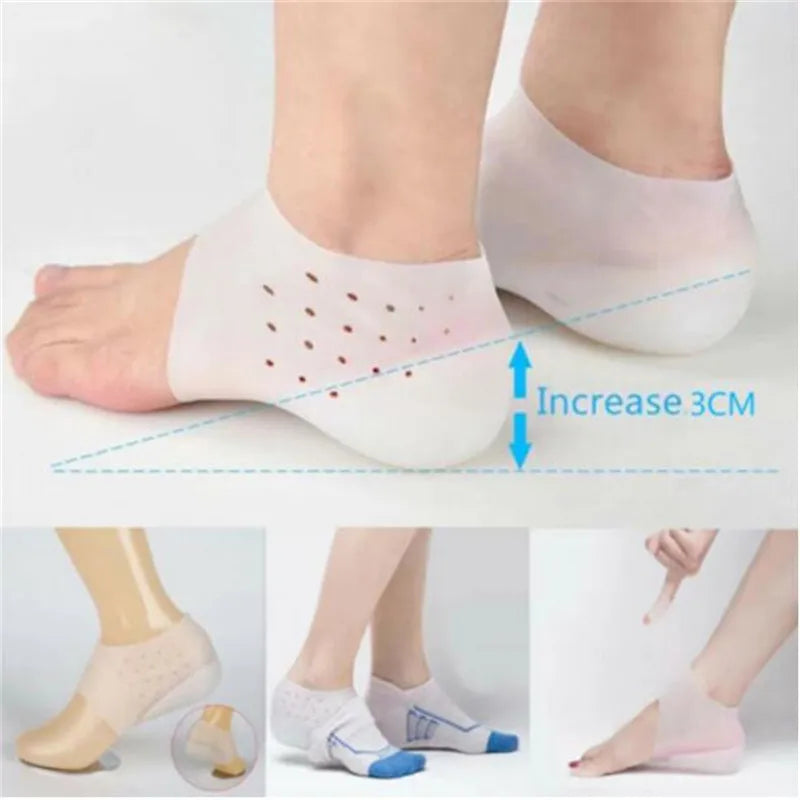 Invisible Height Increase Silicone Socks Gel Heel Pads Orthopedic Arch Support Heel Cushion Soles Insole Foot Massage Unisex