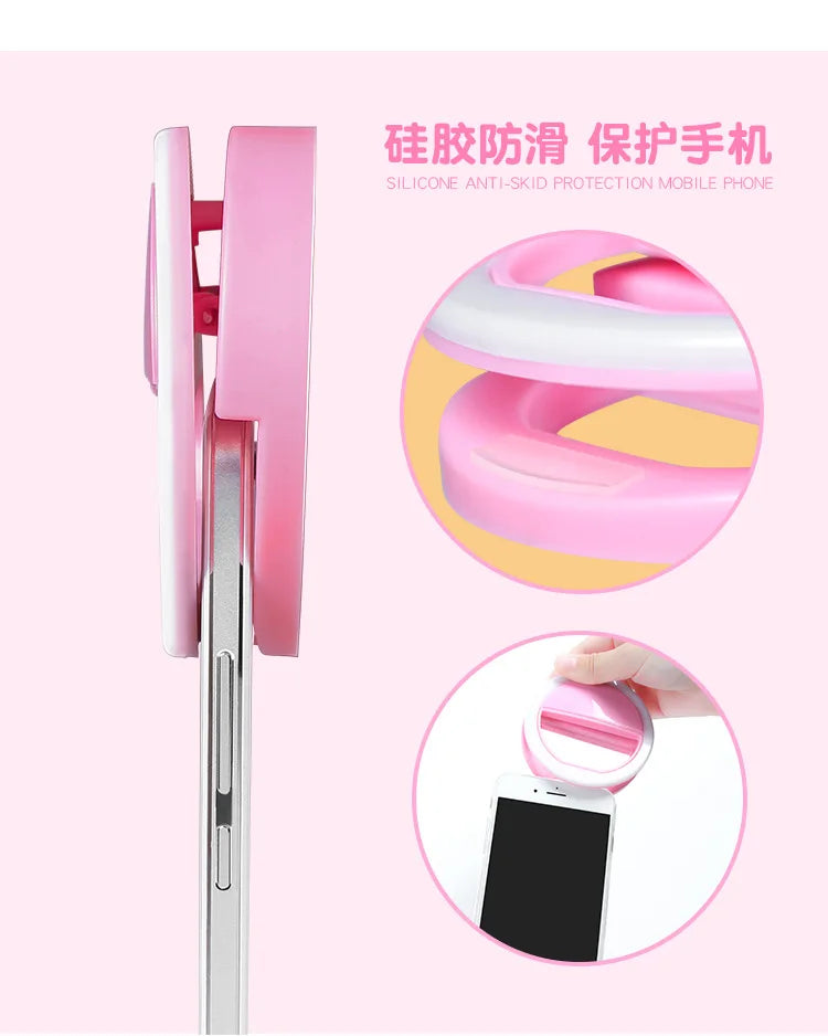 Mobile Phone Selfie Ring Lens 3-level Brightness Portable Fill Light Lamp Clip-on For Smartphone Light