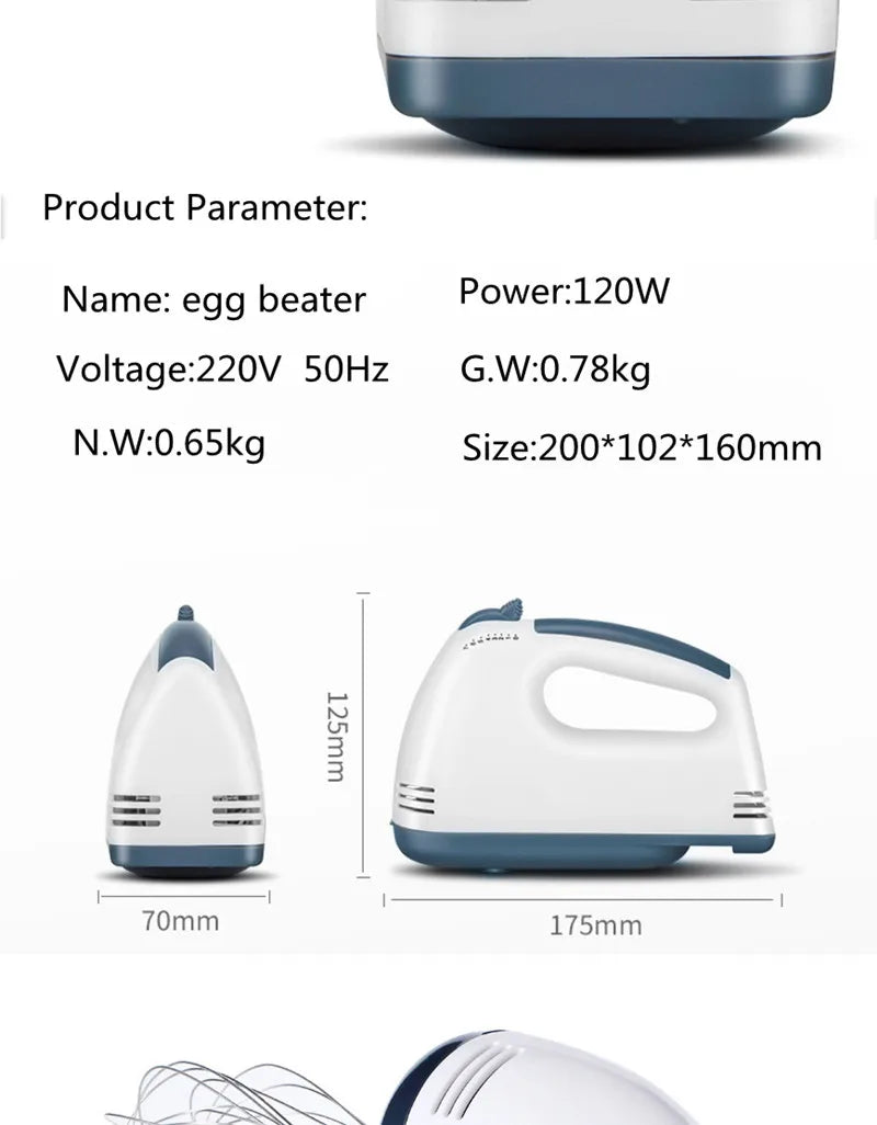 Multifunctional 7 Speed Egg Beater Mini Mixer Electric Food Blender Mixer Automatic Cream Food Cake Baking Dough Mixer
