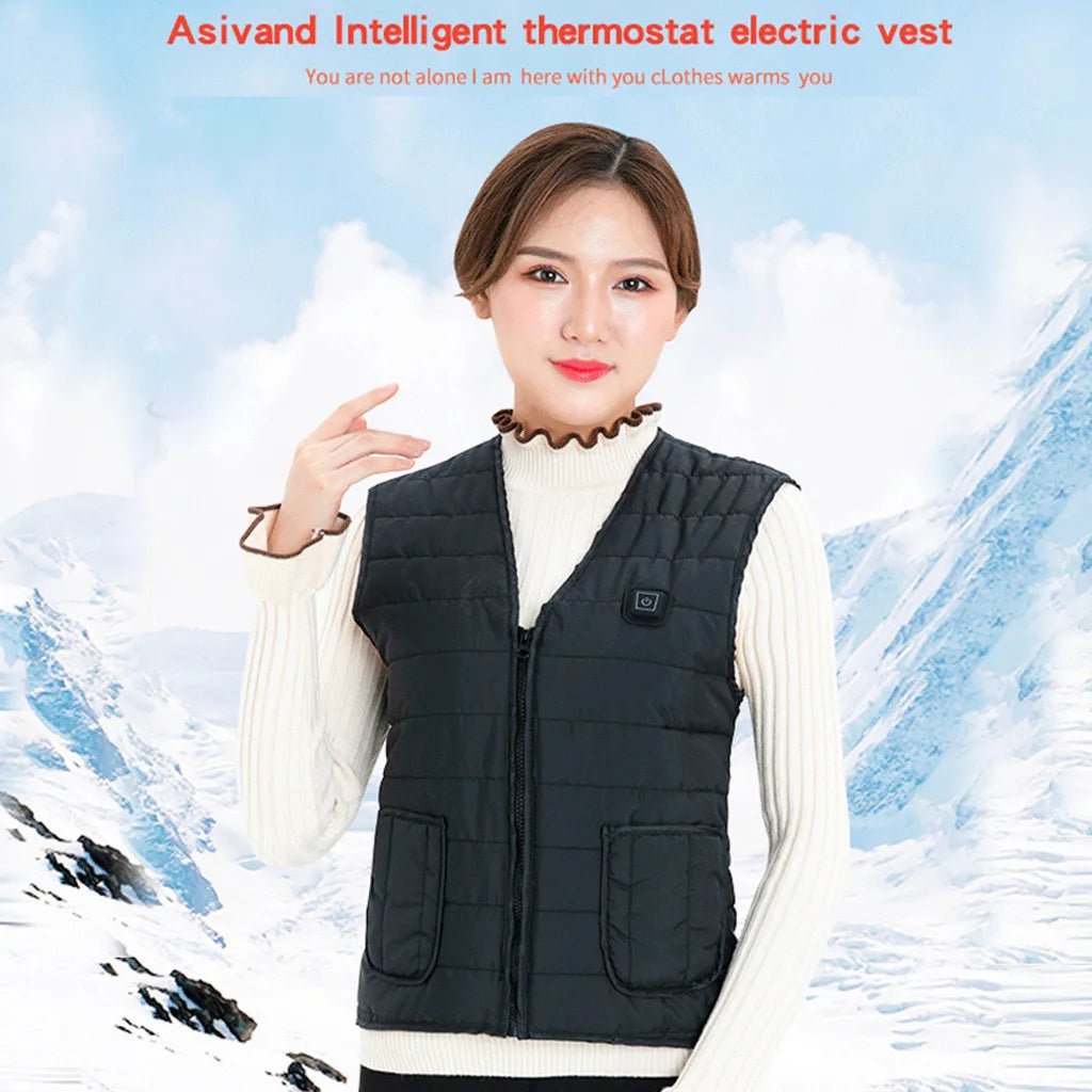 Men Motorcycle Rider Heated Vest  Autumn winter Smart heating Cotton Vest Heated V neck vest Women Outdoor Vest Winter Warm vest