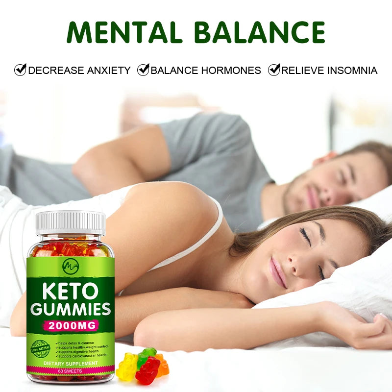 Minch 60 Count Keto Gummies Ketone Fat Body Management Burner Green Apple Cider Vinegar Vitamin Bear Gummy For Men Women Sweets