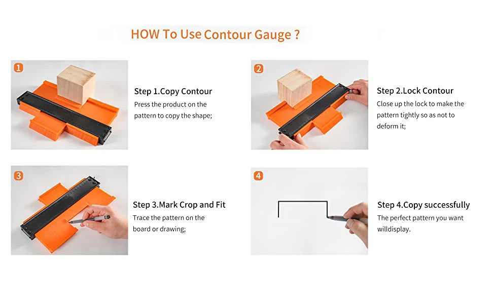 Contour Gauge Profile Duplicator Tool Adjustable Lock Alloy Edge Copy Shaping Wood Measure Ruler Laminate Tiles Wood Marking
