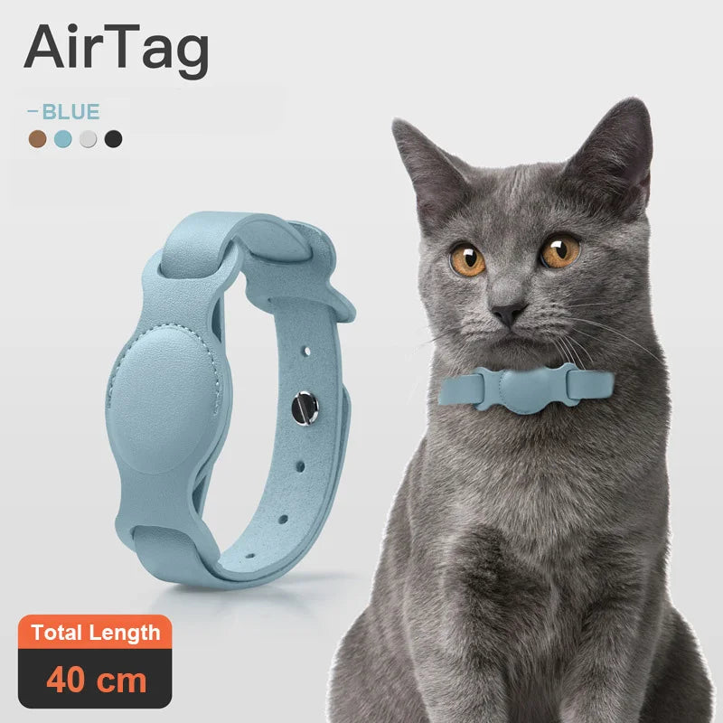 Original Airtag Pet Collar For Dog Adjustable Leather Cat Necklace With Apple Airtags Holder Anti-lost Pet Supplies Accessories