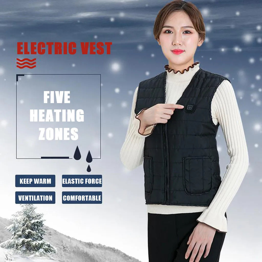 Men Motorcycle Rider Heated Vest  Autumn winter Smart heating Cotton Vest Heated V neck vest Women Outdoor Vest Winter Warm vest