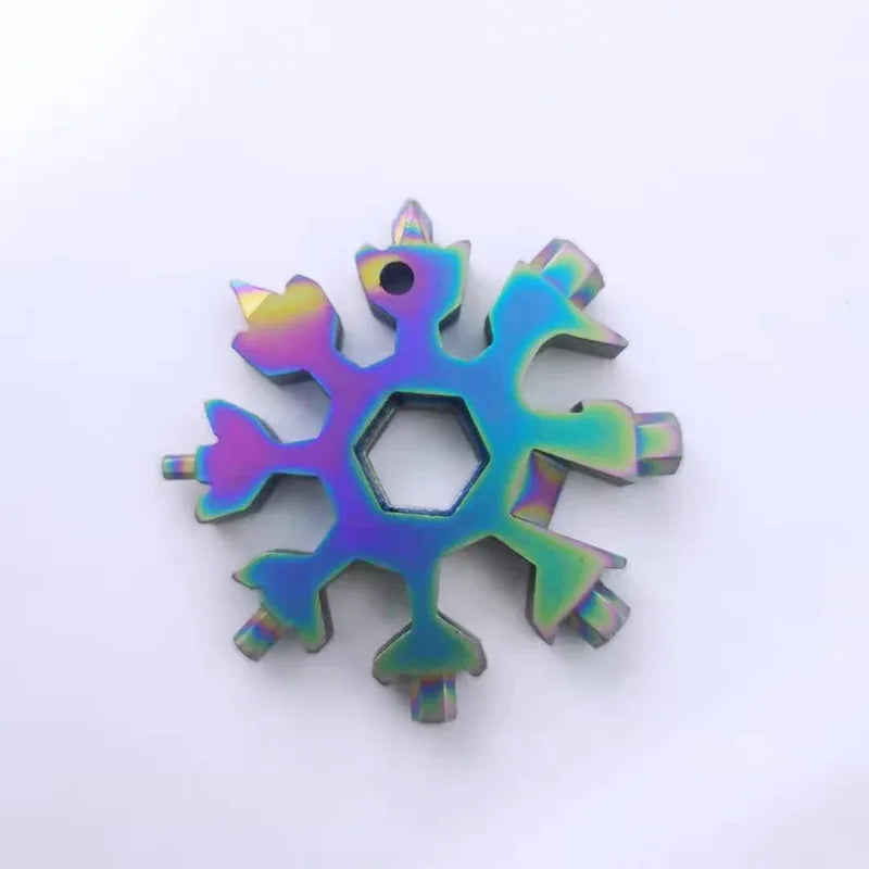 Portable 18 In 1 Mini Snowflake Multi Pocket Tool Spanner Hex Wrench Multipurpose Camp Survive Outdoor Hike Key Ring Key Chain