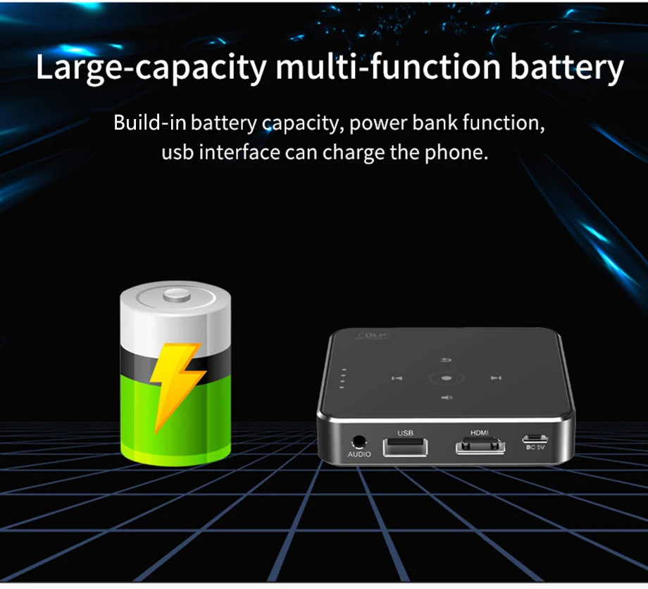 Smartldea New Mini dlp HD Projector support 1080p build in Battery Capacity wired Phone Mirroring proyector Home Theater beamer