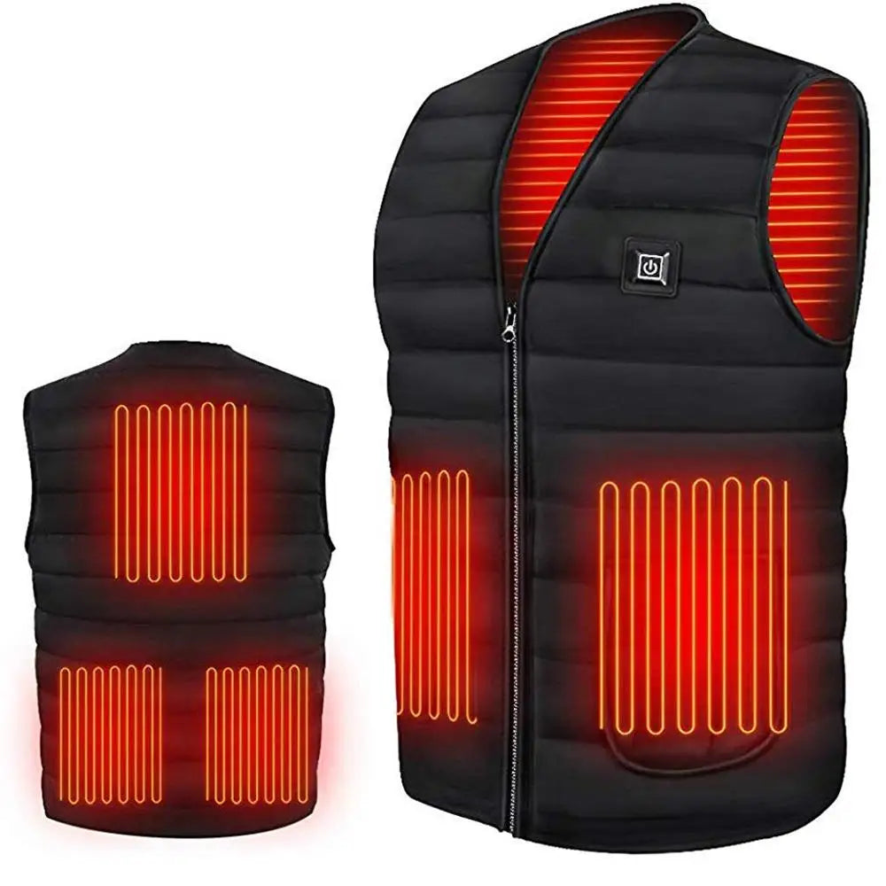 Men Motorcycle Rider Heated Vest  Autumn winter Smart heating Cotton Vest Heated V neck vest Women Outdoor Vest Winter Warm vest