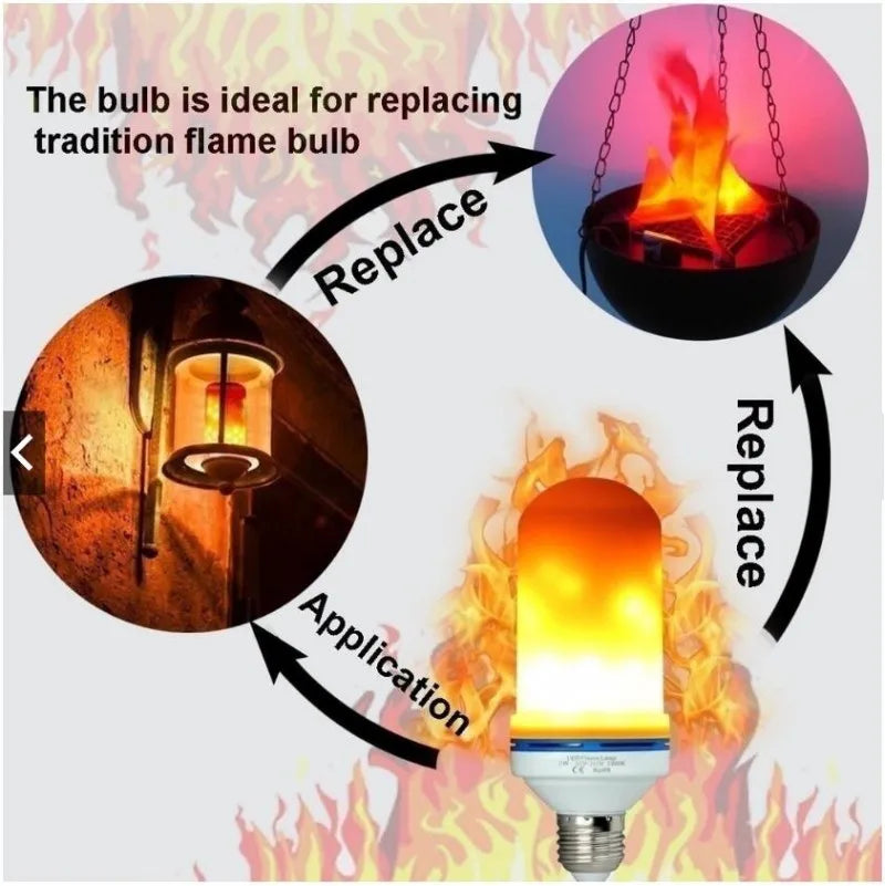 LED E27 Flame Bulb Fire E14 lamp Corn Bulb 4 Modes Party LED Light Dynamic Flame Effect 85v-265v for Home Lighting