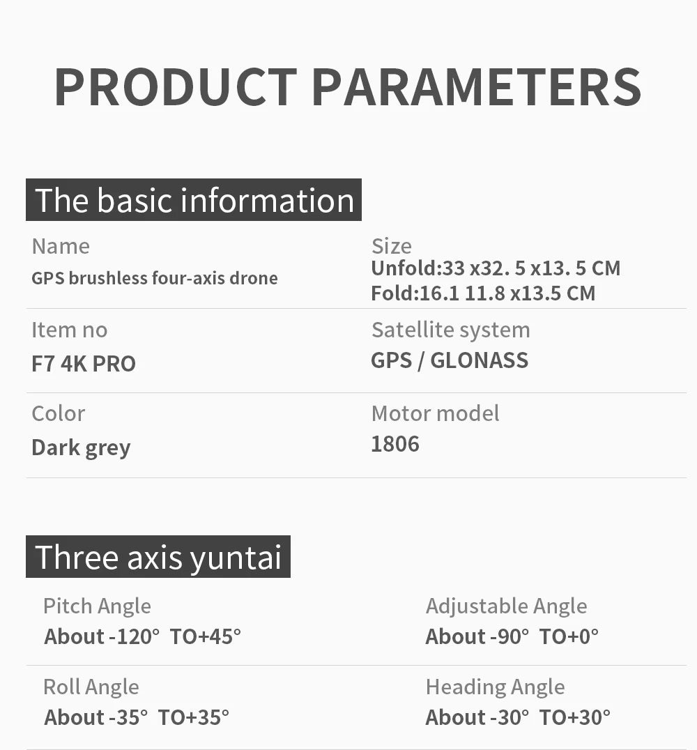 SJRC F7 PRO GPS Drone 4K Dual HD Camera 3-Axis Gimbal Professional Aerial Photography 3KM Brushless Quadcopter VS F11 4K Pro