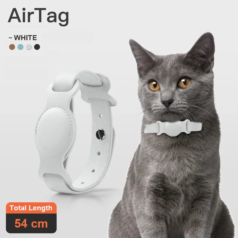 Original Airtag Pet Collar For Dog Adjustable Leather Cat Necklace With Apple Airtags Holder Anti-lost Pet Supplies Accessories