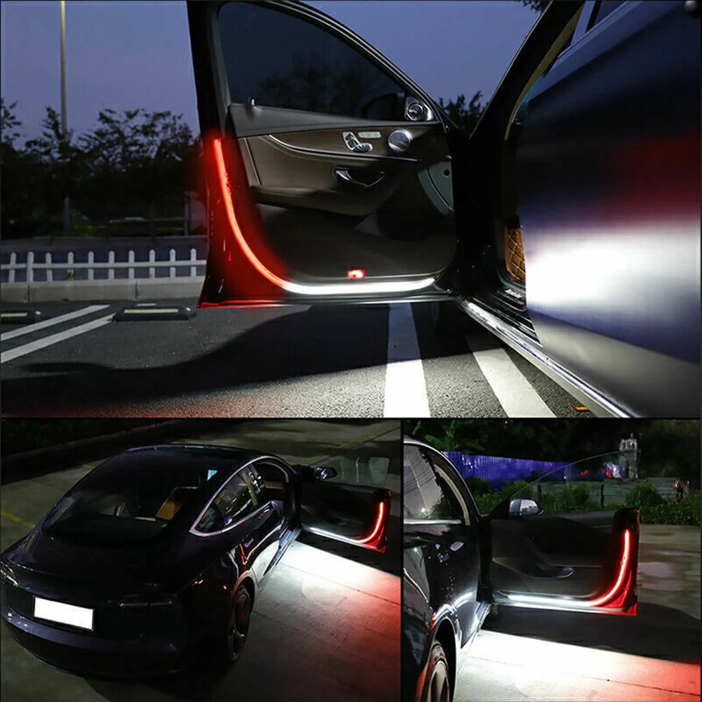 OKEEN 47inch LED Car Door Welcome Lights Flexible Door Opening Warning Strip Light  Auto Decorative Strobe Safety Side Light 12V