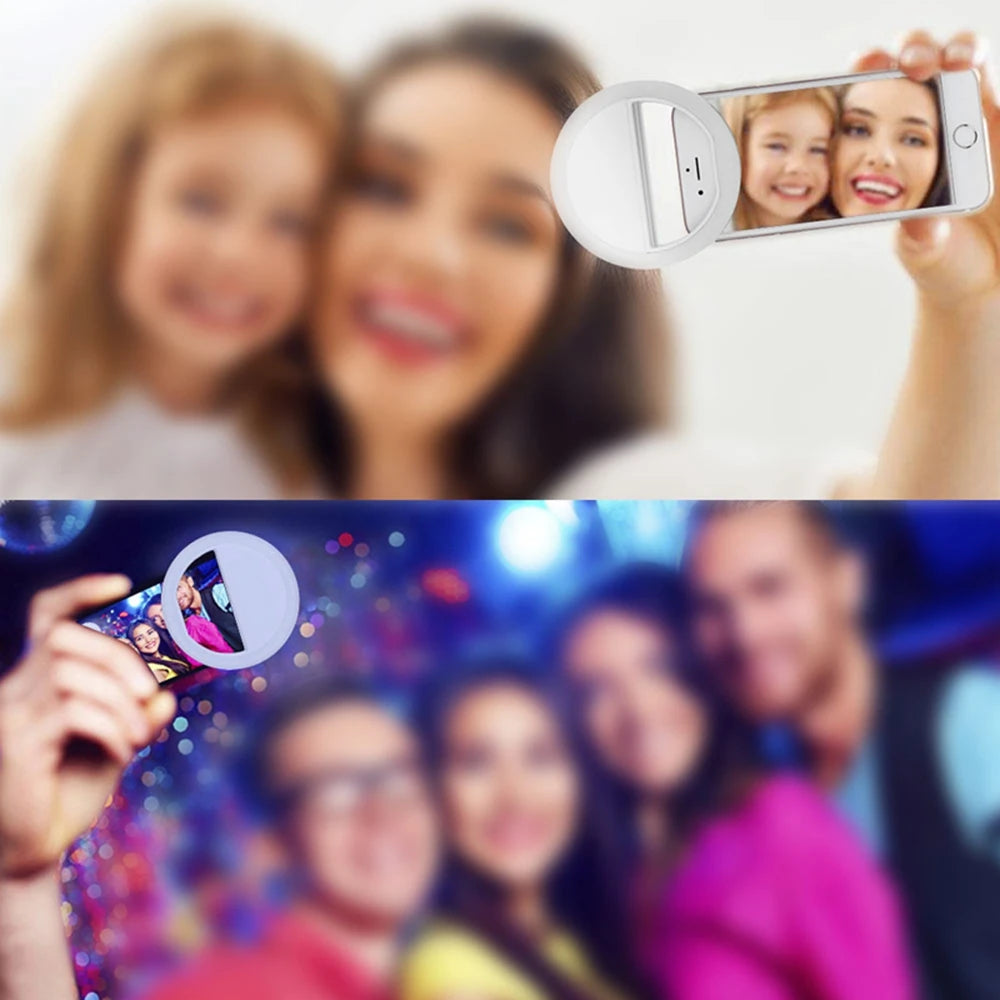 Mobile Phone Selfie Ring Lens 3-level Brightness Portable Fill Light Lamp Clip-on For Smartphone Light
