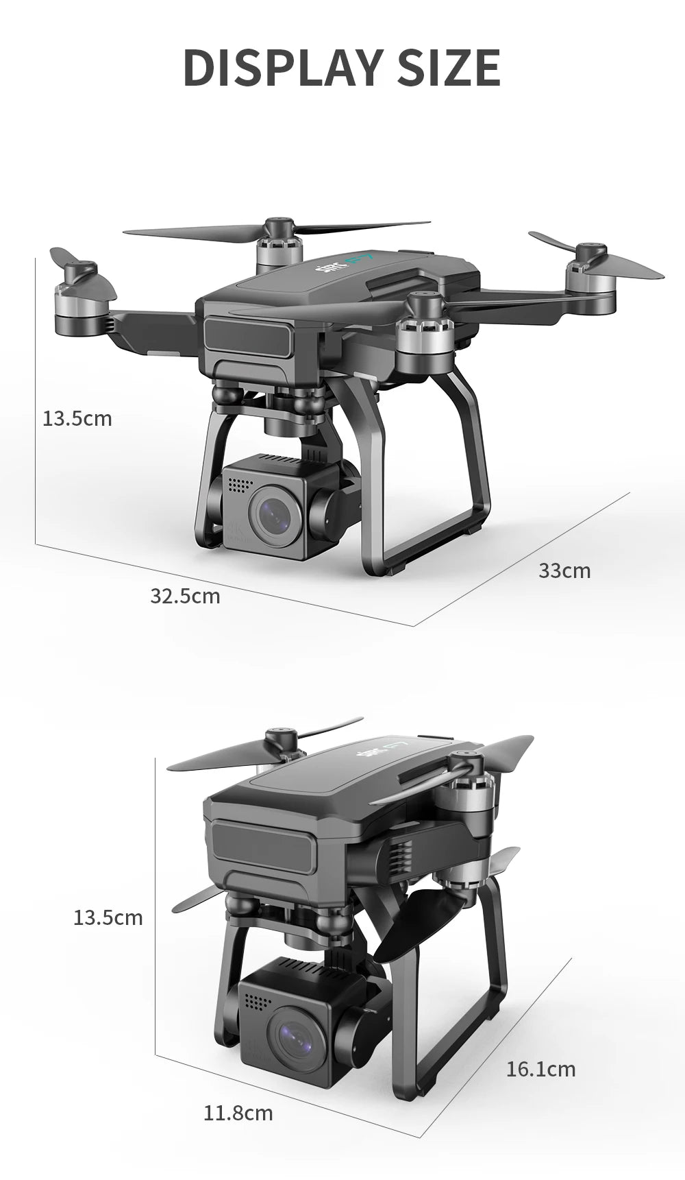 SJRC F7 PRO GPS Drone 4K Dual HD Camera 3-Axis Gimbal Professional Aerial Photography 3KM Brushless Quadcopter VS F11 4K Pro