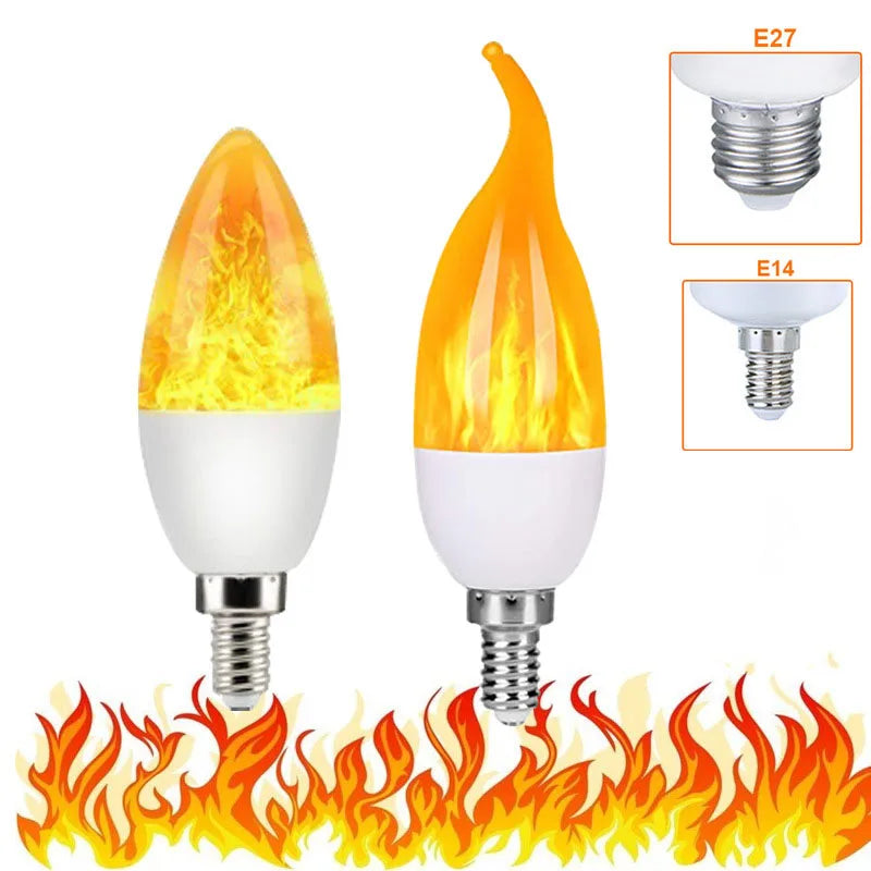 LED E27 Flame Bulb Fire E14 lamp Corn Bulb 4 Modes Party LED Light Dynamic Flame Effect 85v-265v for Home Lighting