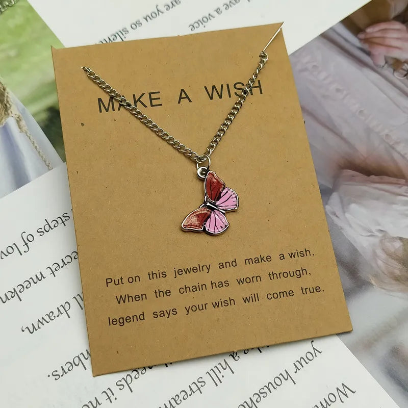 Korean Fashion Cute Butterfly Pendant Necklace for Women Golden Color Statement Necklace Jewelry Gifts Wholesale Dropshipping