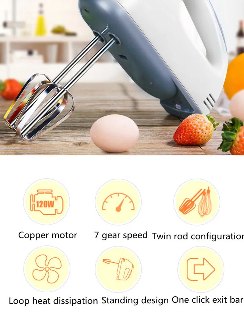 Multifunctional 7 Speed Egg Beater Mini Mixer Electric Food Blender Mixer Automatic Cream Food Cake Baking Dough Mixer
